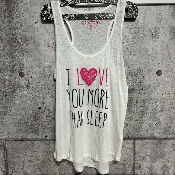 𝅺🆕 PJ Salvage I love You More Than Sleep Tank in Ivory - Picture 2 of 8